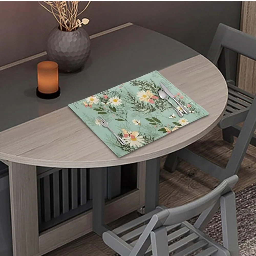 Floral Print Teal Green 8 count placemats